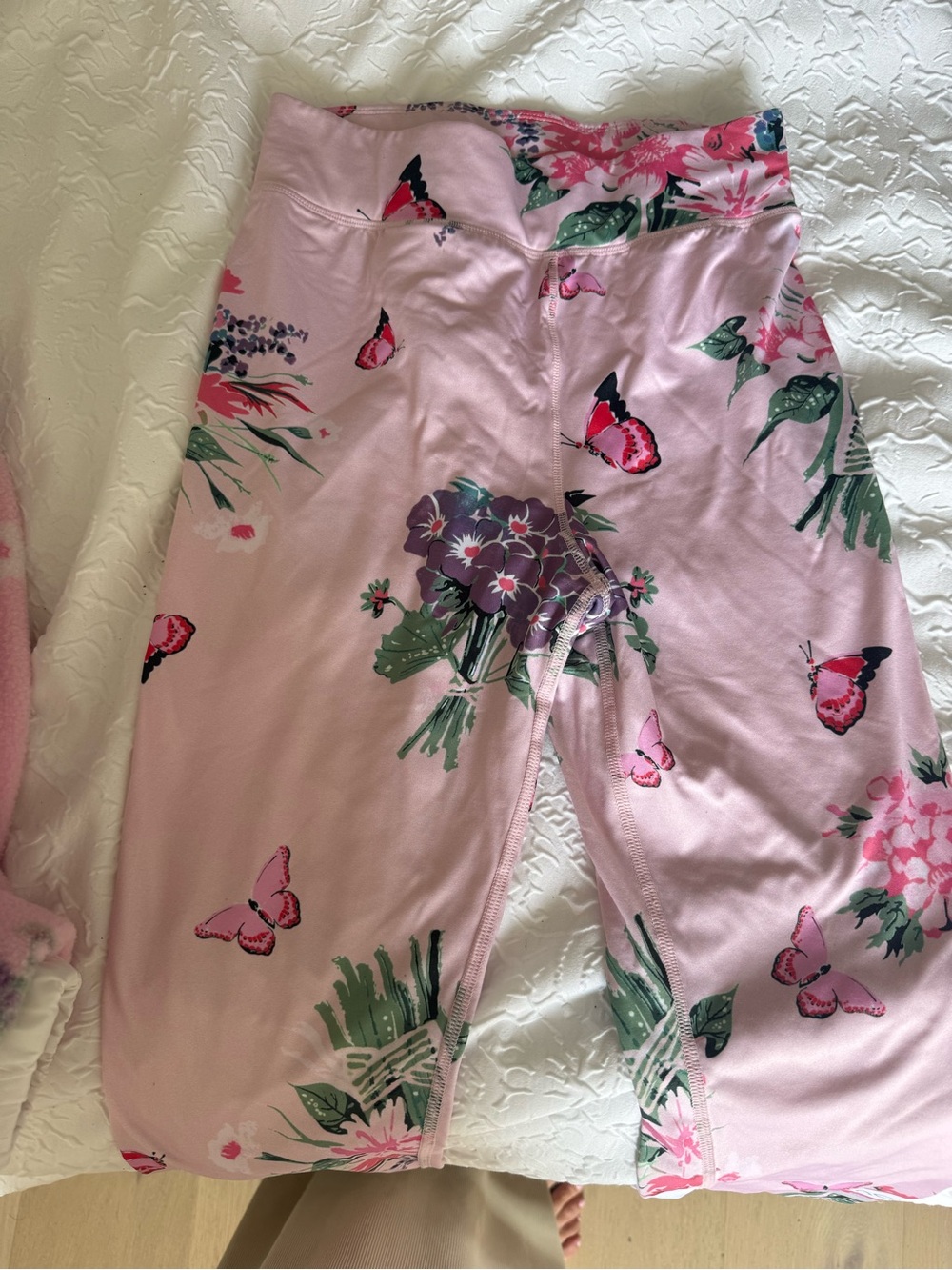 LoveShackFancy Pink Floral Ski Lining Pants